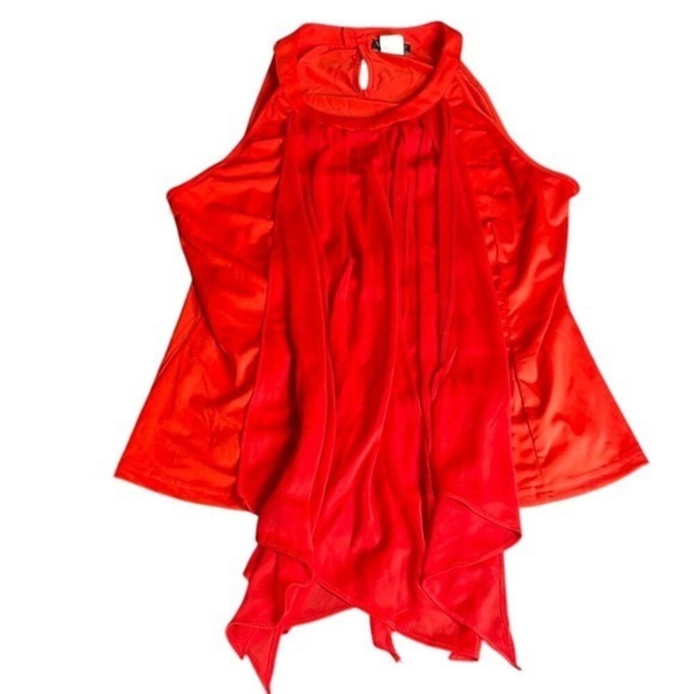 Venus Ruffled Sleeveless Top, Romantic y2k Cocktail Date‎ Night, Red, Medium